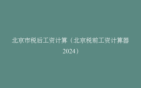北京市税后工资计算（北京税前工资计算器2024）