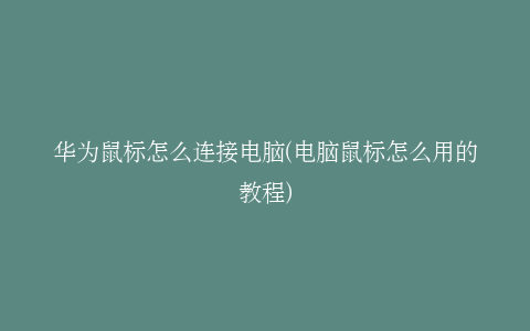 华为鼠标怎么连接电脑(电脑鼠标怎么用的教程)