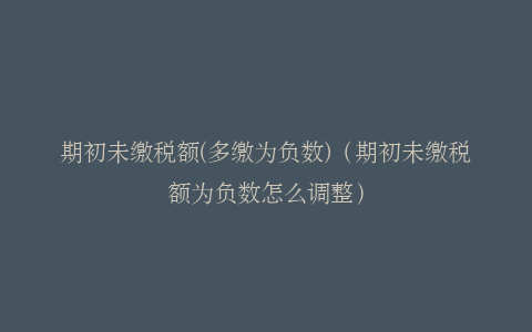 期初未缴税额(多缴为负数)（期初未缴税额为负数怎么调整）