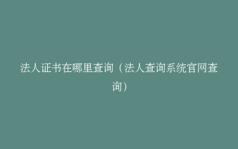 法人证书在哪里查询（法人查询系统官网查询）